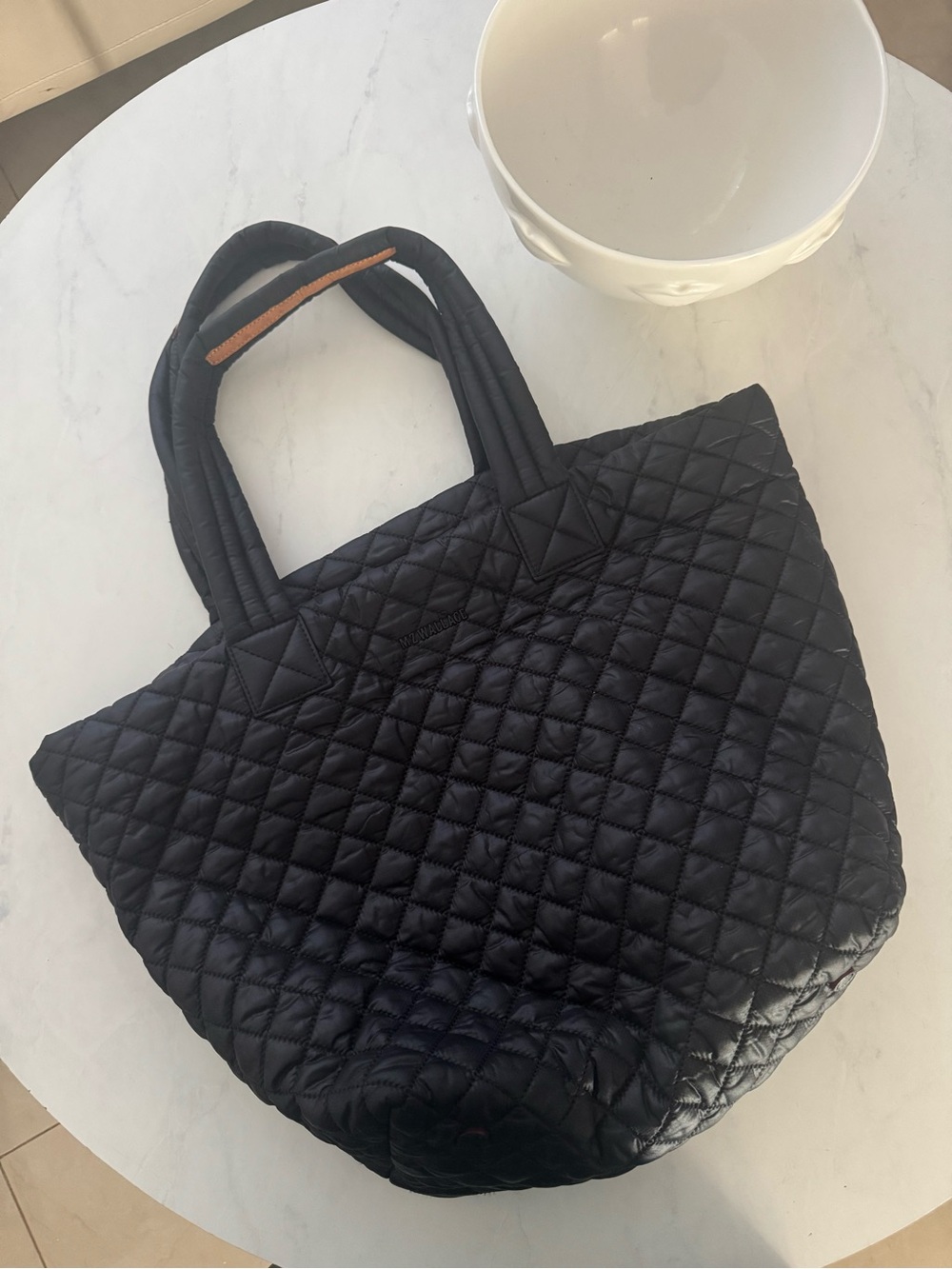MZ Wallace Quilted Black Tote with Padded Handles